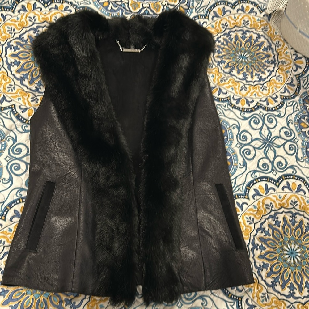 EUC White House Black Market Faux Fur Vest